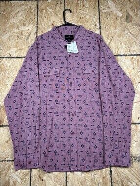 Shouthouse Men Button Up Shirt XXL Pink Oxford Aztec Pockets Long Sleeve Collar